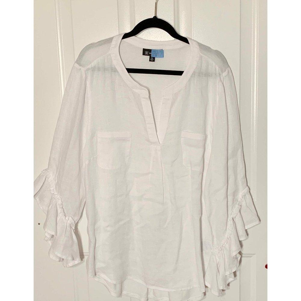 BOHO Sleeve Linen and Jersey Top 1X